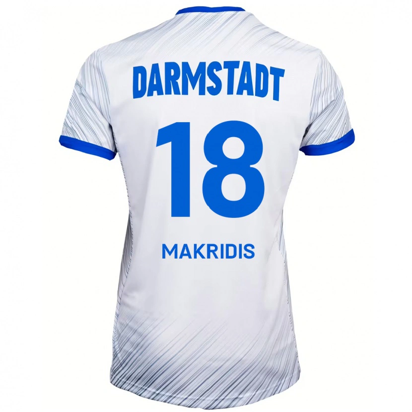 Danxen Mujer Camiseta Georgios Makridis #18 Blanco Azul 2ª Equipación 2024/25 La Camisa