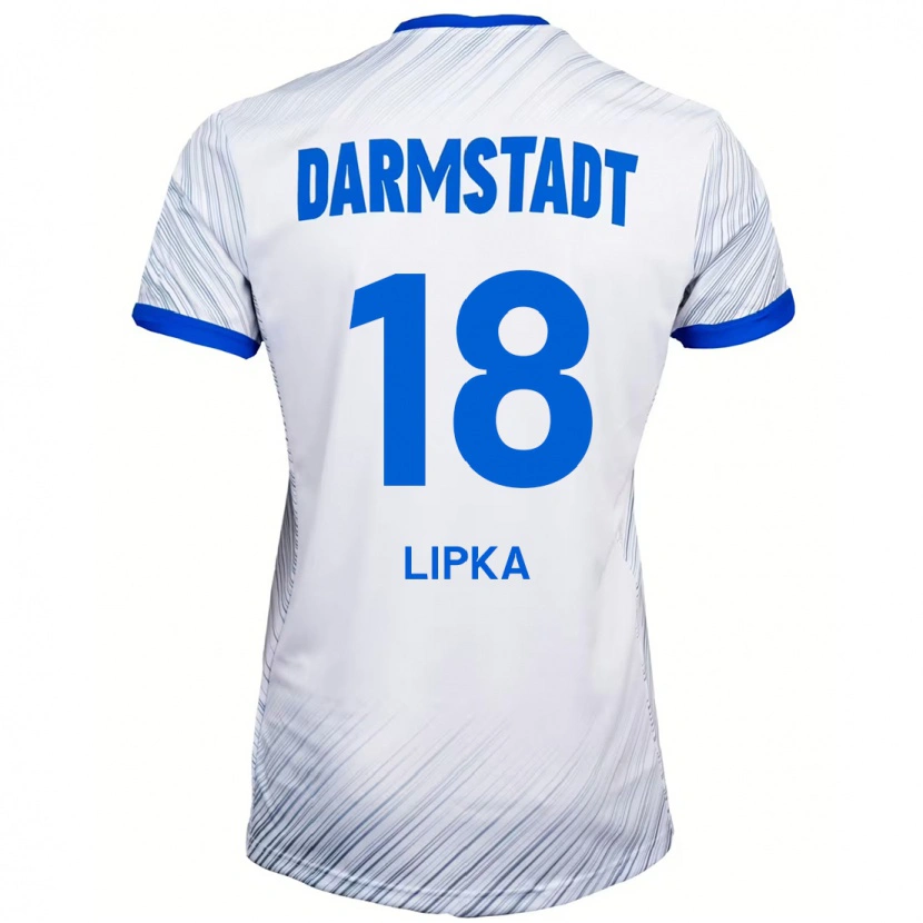 Danxen Mujer Camiseta David Lipka #18 Blanco Azul 2ª Equipación 2024/25 La Camisa