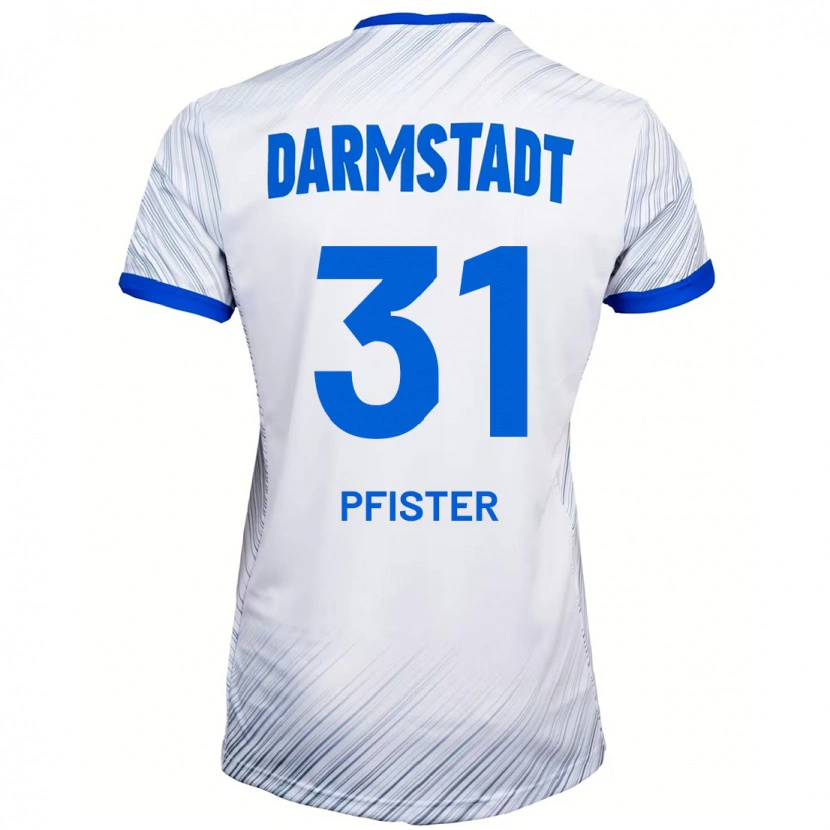 Danxen Mujer Camiseta Max Pfister #31 Blanco Azul 2ª Equipación 2024/25 La Camisa
