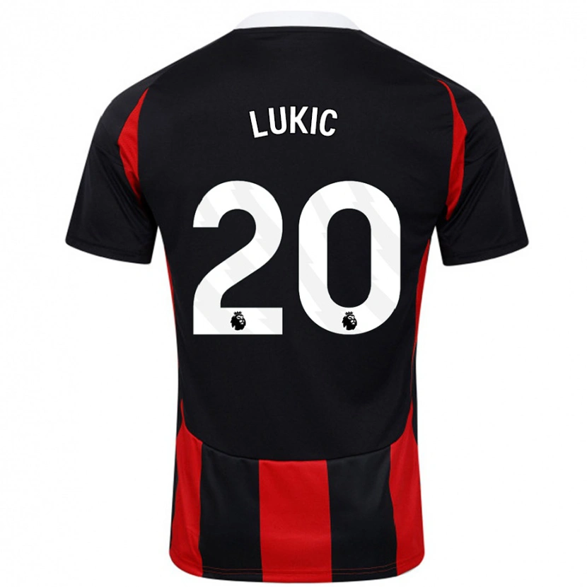 Danxen Mujer Camiseta Saša Lukić #20 Negro Rojo 2ª Equipación 2024/25 La Camisa