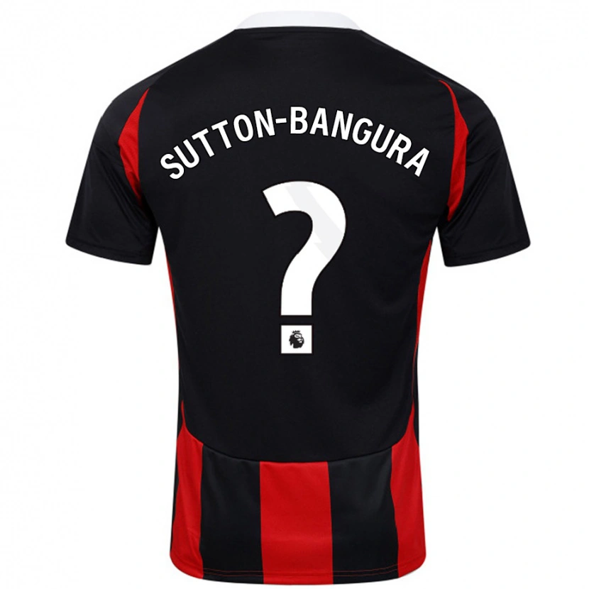 Danxen Mujer Camiseta William Sutton-Bangura #0 Negro Rojo 2ª Equipación 2024/25 La Camisa
