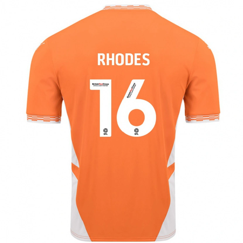 Danxen Niño Camiseta Jordan Rhodes #16 Naranja Blanco 1ª Equipación 2024/25 La Camisa