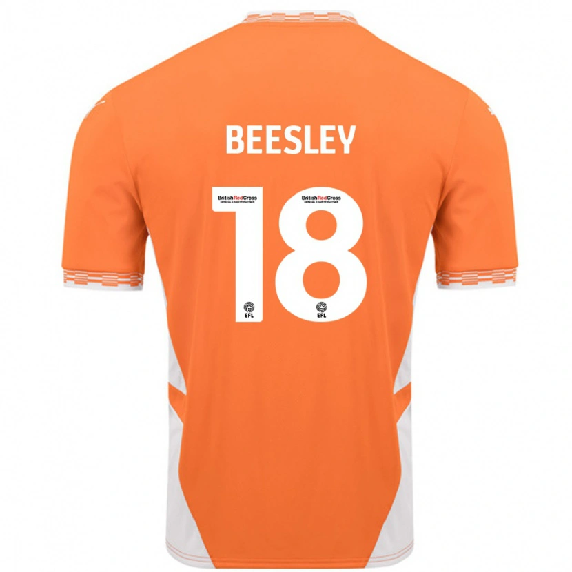 Danxen Niño Camiseta Jake Beesley #18 Naranja Blanco 1ª Equipación 2024/25 La Camisa