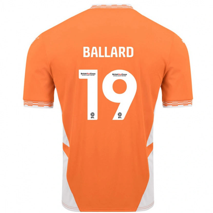 Danxen Niño Camiseta Dom Ballard #19 Naranja Blanco 1ª Equipación 2024/25 La Camisa