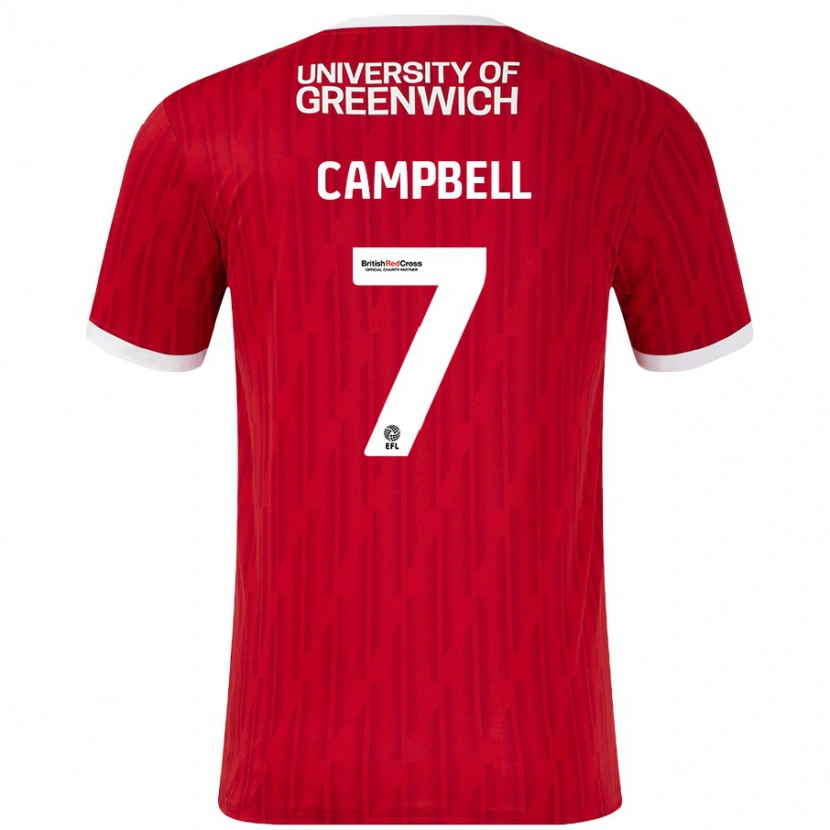 Danxen Niño Camiseta Tyreece Campbell #7 Rojo Blanco 1ª Equipación 2024/25 La Camisa
