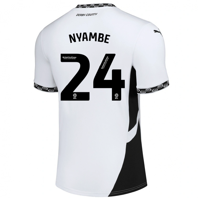 Danxen Niño Camiseta Ryan Nyambe #24 Blanco Negro 1ª Equipación 2024/25 La Camisa