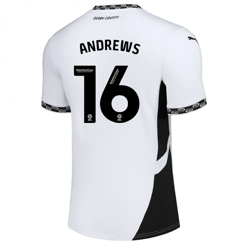 Danxen Niño Camiseta Marli Rhodes-Andrews #16 Blanco Negro 1ª Equipación 2024/25 La Camisa