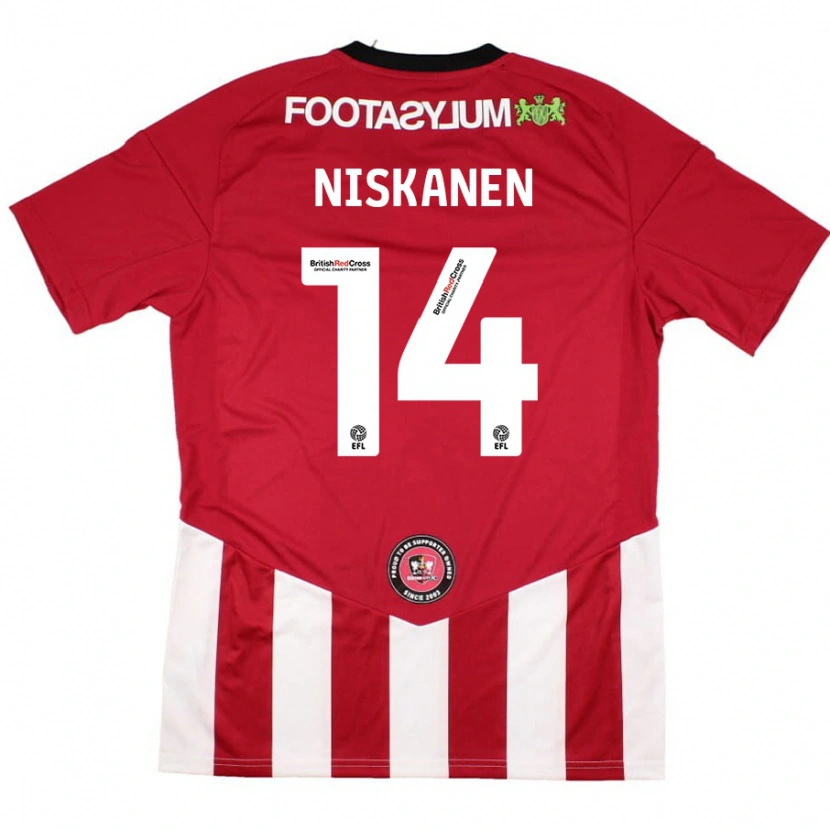 Danxen Niño Camiseta Ilmari Niskanen #14 Rojo Blanco 1ª Equipación 2024/25 La Camisa