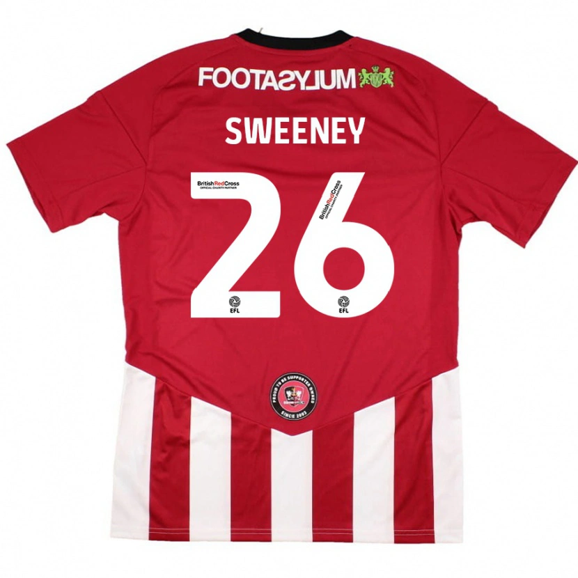 Danxen Niño Camiseta Pierce Sweeney #26 Rojo Blanco 1ª Equipación 2024/25 La Camisa