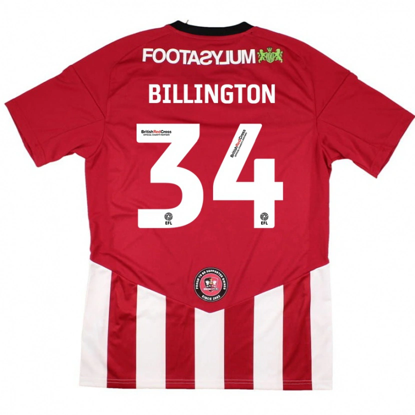 Danxen Niño Camiseta Gabe Billington #34 Rojo Blanco 1ª Equipación 2024/25 La Camisa