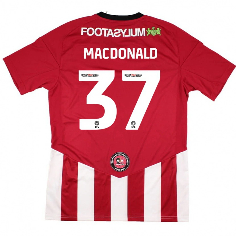 Danxen Niño Camiseta Shaun Macdonald #37 Rojo Blanco 1ª Equipación 2024/25 La Camisa