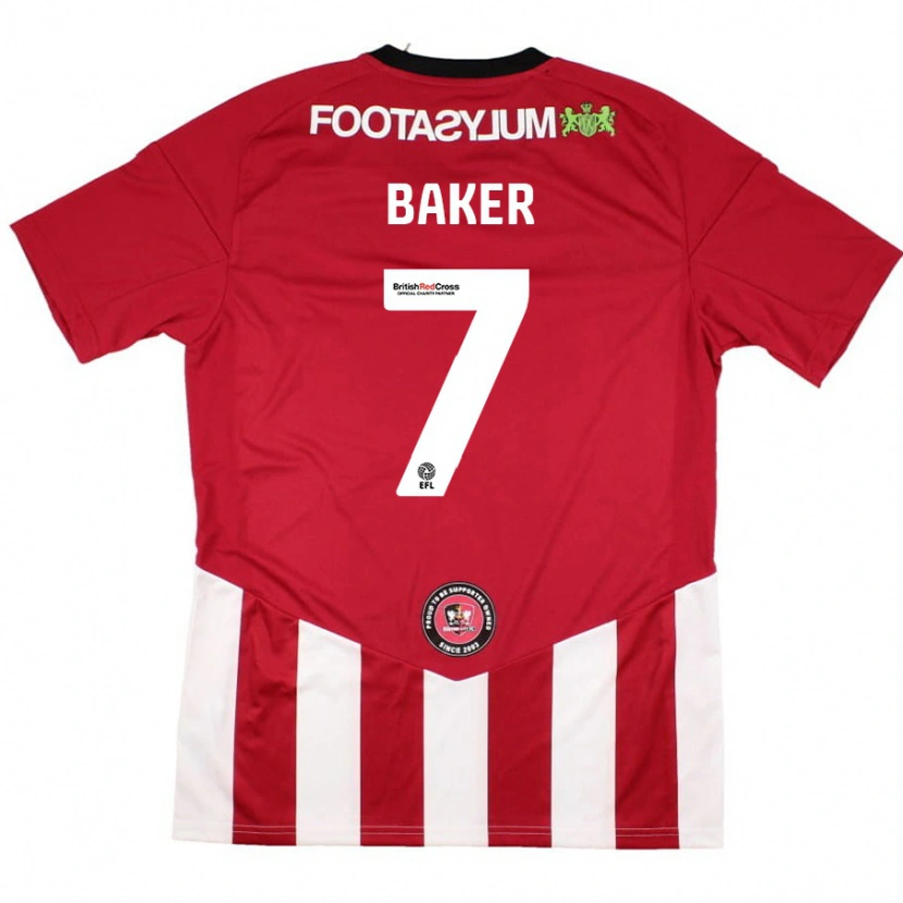 Danxen Niño Camiseta Phoebe Baker #7 Rojo Blanco 1ª Equipación 2024/25 La Camisa