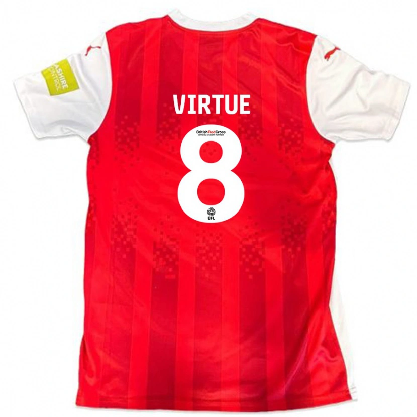 Danxen Niño Camiseta Matty Virtue #8 Rojo Blanco 1ª Equipación 2024/25 La Camisa