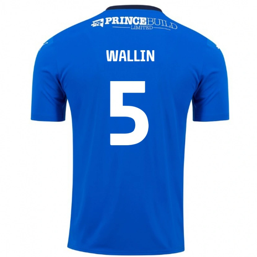 Danxen Niño Camiseta Oscar Wallin #5 Azul Blanco 1ª Equipación 2024/25 La Camisa