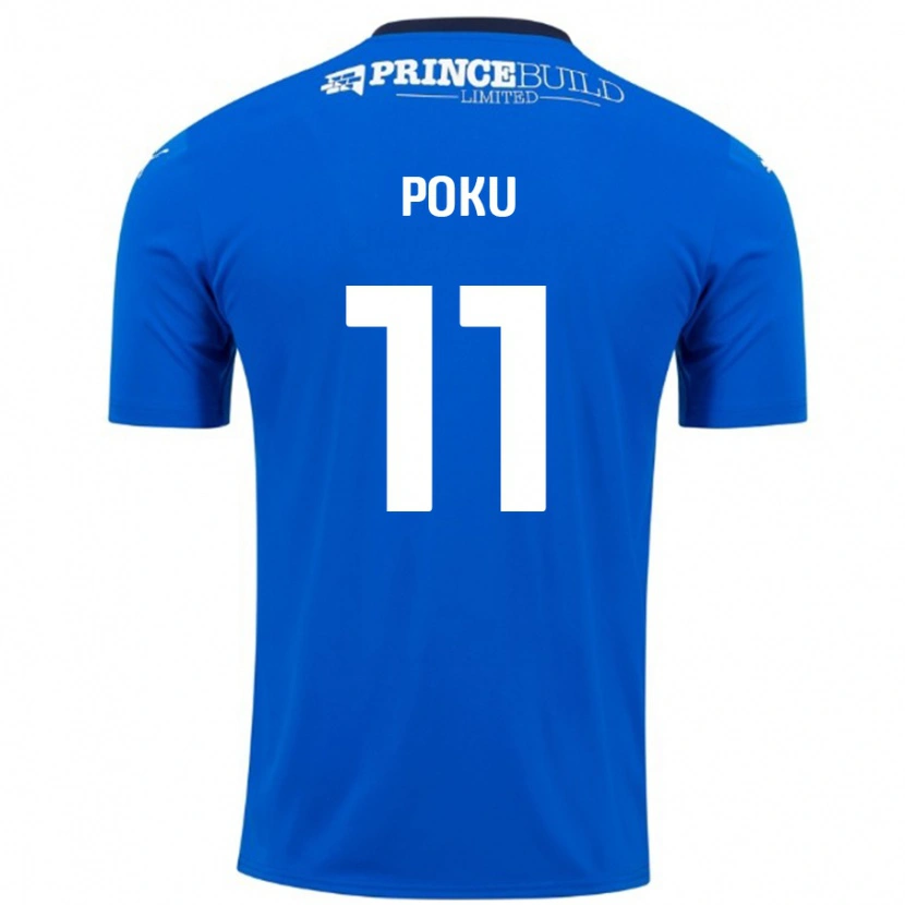 Danxen Niño Camiseta Kwame Poku #11 Azul Blanco 1ª Equipación 2024/25 La Camisa