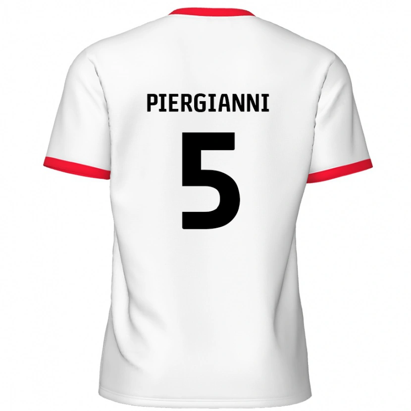 Danxen Niño Camiseta Carl Piergianni #5 Blanco Rojo 1ª Equipación 2024/25 La Camisa