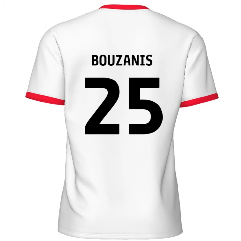 Danxen Niño Camiseta Dean Bouzanis #25 Blanco Rojo 1ª Equipación 2024/25 La Camisa