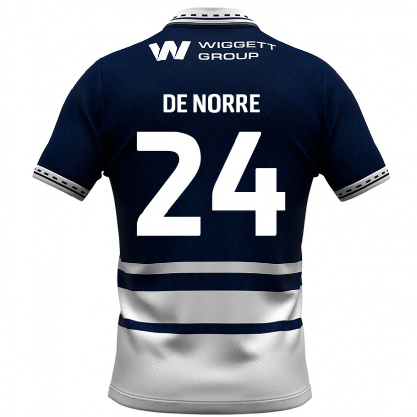 Danxen Niño Camiseta Casper De Norre #24 Azul Marino Blanco 1ª Equipación 2024/25 La Camisa