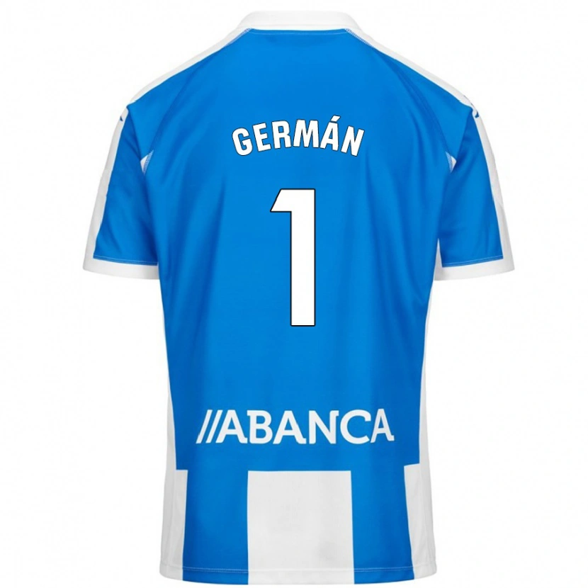 Danxen Niño Camiseta Germán Parreño #1 Azul Blanco 1ª Equipación 2024/25 La Camisa