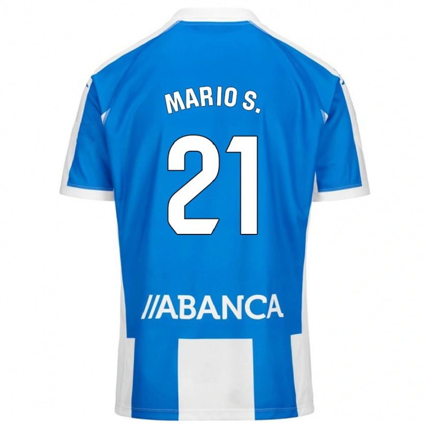 Danxen Niño Camiseta Mario Soriano #21 Azul Blanco 1ª Equipación 2024/25 La Camisa