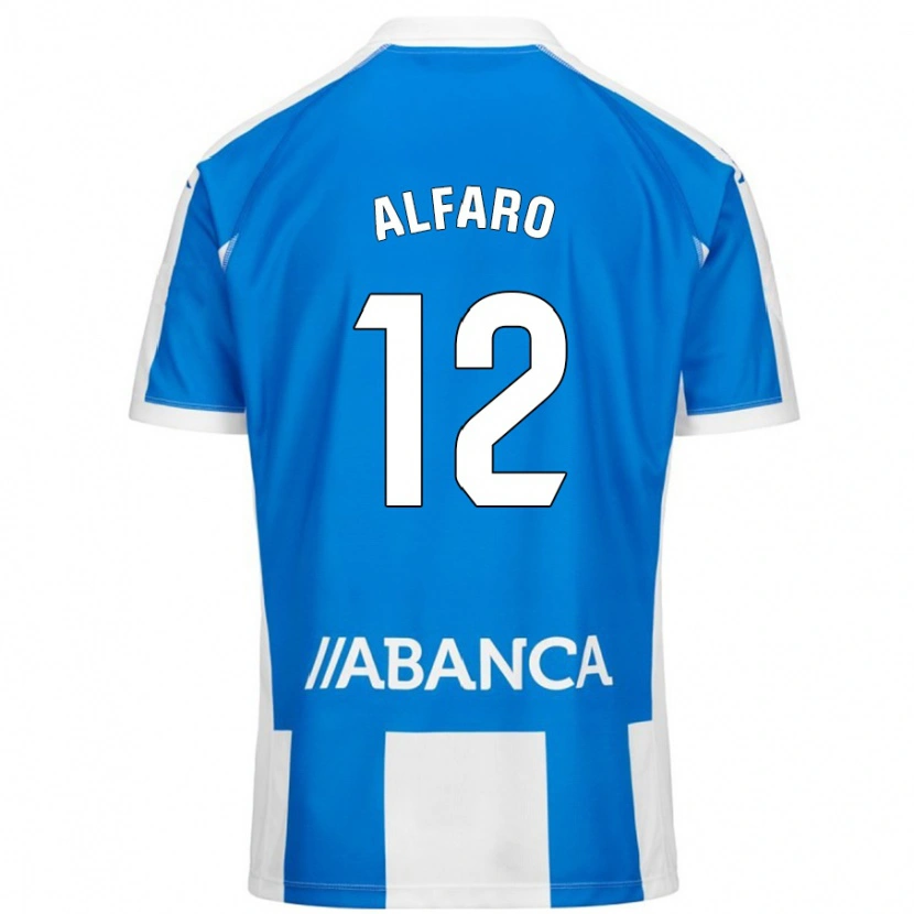 Danxen Niño Camiseta Alejandro Alfaro #12 Azul Blanco 1ª Equipación 2024/25 La Camisa