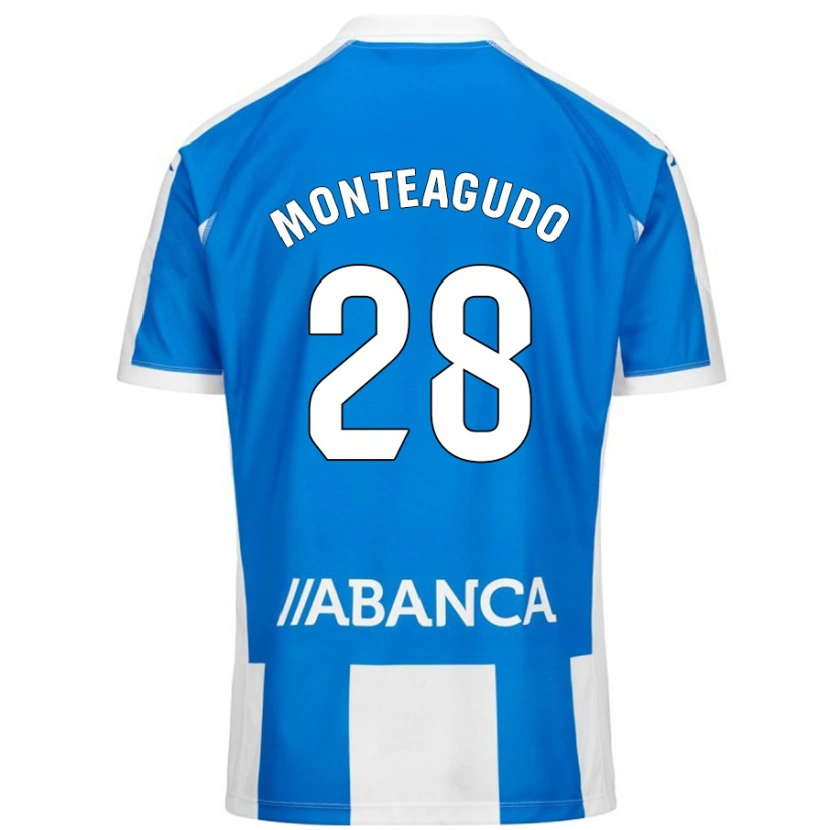 Danxen Niño Camiseta Paula Monteagudo #28 Azul Blanco 1ª Equipación 2024/25 La Camisa