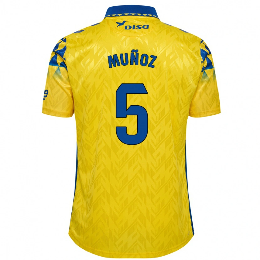 Danxen Niño Camiseta Javi Muñoz #5 Amarillo Azul 1ª Equipación 2024/25 La Camisa