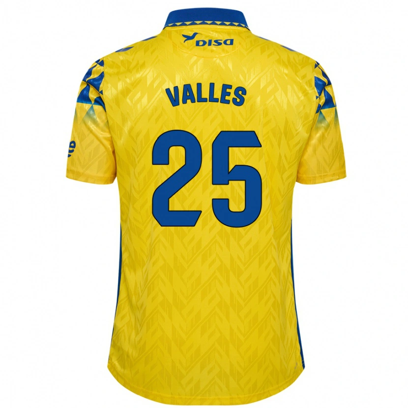 Danxen Niño Camiseta Álvaro Valles #25 Amarillo Azul 1ª Equipación 2024/25 La Camisa