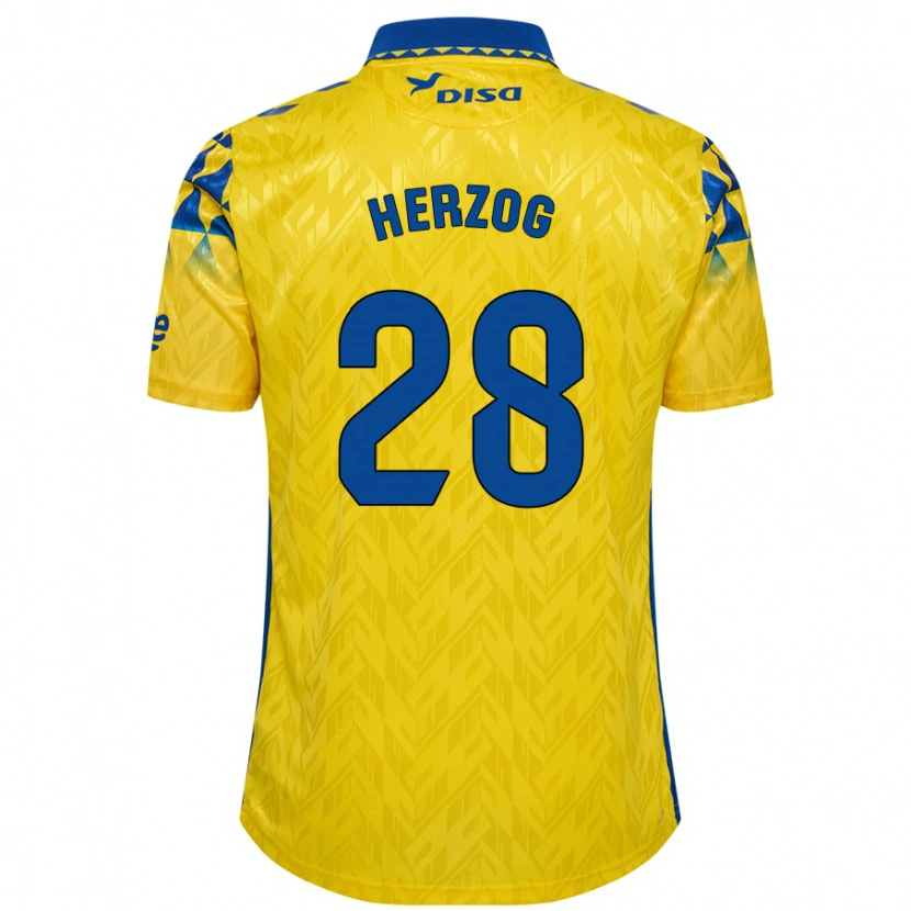 Danxen Niño Camiseta Juanma Herzog #28 Amarillo Azul 1ª Equipación 2024/25 La Camisa