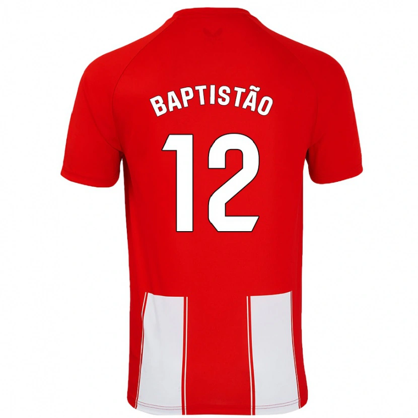 Danxen Niño Camiseta Léo Baptistão #12 Rojo Blanco 1ª Equipación 2024/25 La Camisa