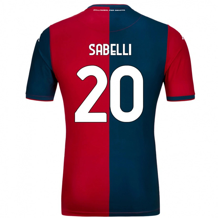 Danxen Niño Camiseta Stefano Sabelli #20 Rojo Azul Oscuro 1ª Equipación 2024/25 La Camisa