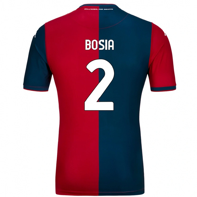 Danxen Niño Camiseta Davide Bosia #2 Rojo Azul Oscuro 1ª Equipación 2024/25 La Camisa
