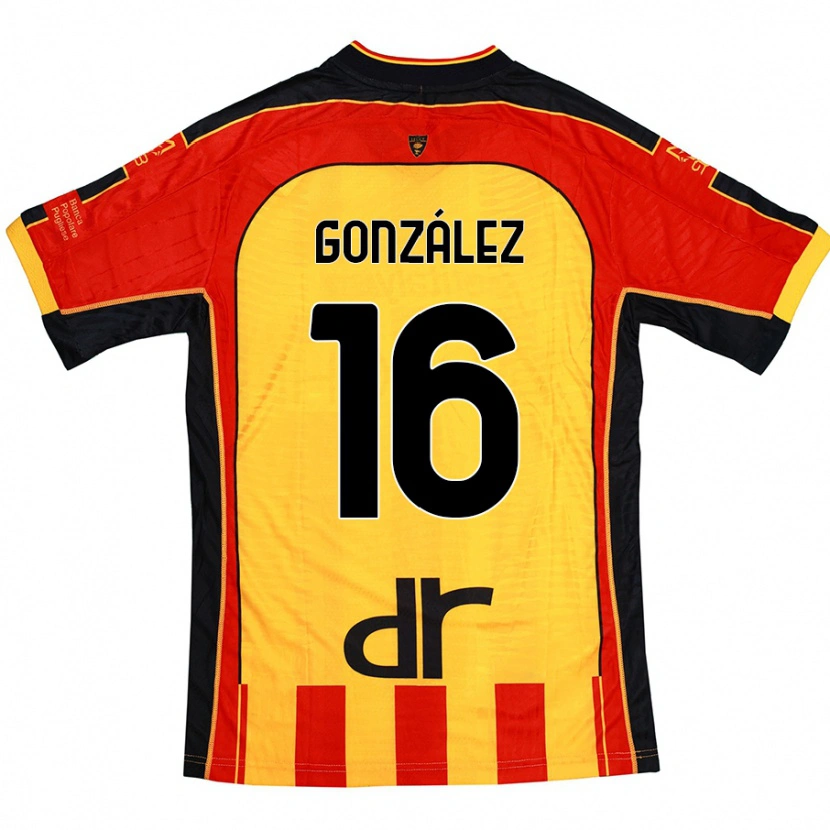 Danxen Niño Camiseta Joan González #16 Amarillo Rojo 1ª Equipación 2024/25 La Camisa