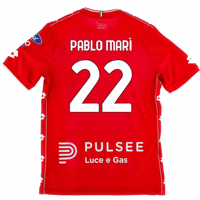 Danxen Niño Camiseta Pablo Marí #22 Rojo Blanco 1ª Equipación 2024/25 La Camisa