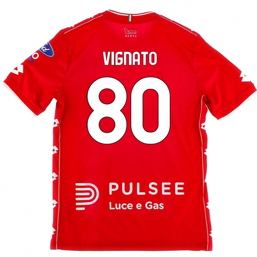 Danxen Niño Camiseta Samuele Vignato #80 Rojo Blanco 1ª Equipación 2024/25 La Camisa
