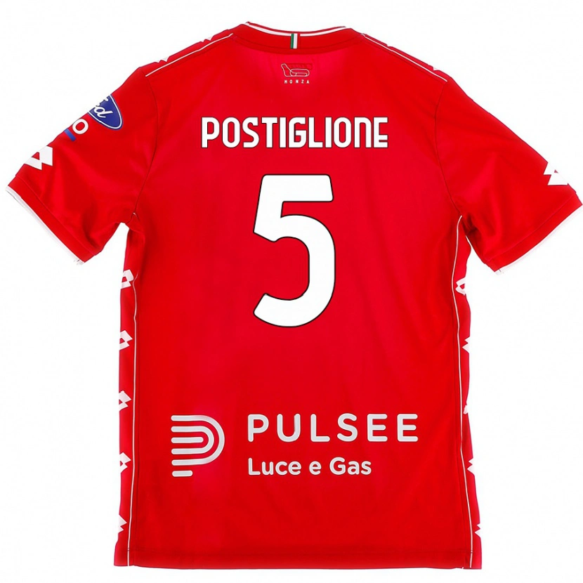 Danxen Niño Camiseta Nicolò Postiglione #5 Rojo Blanco 1ª Equipación 2024/25 La Camisa