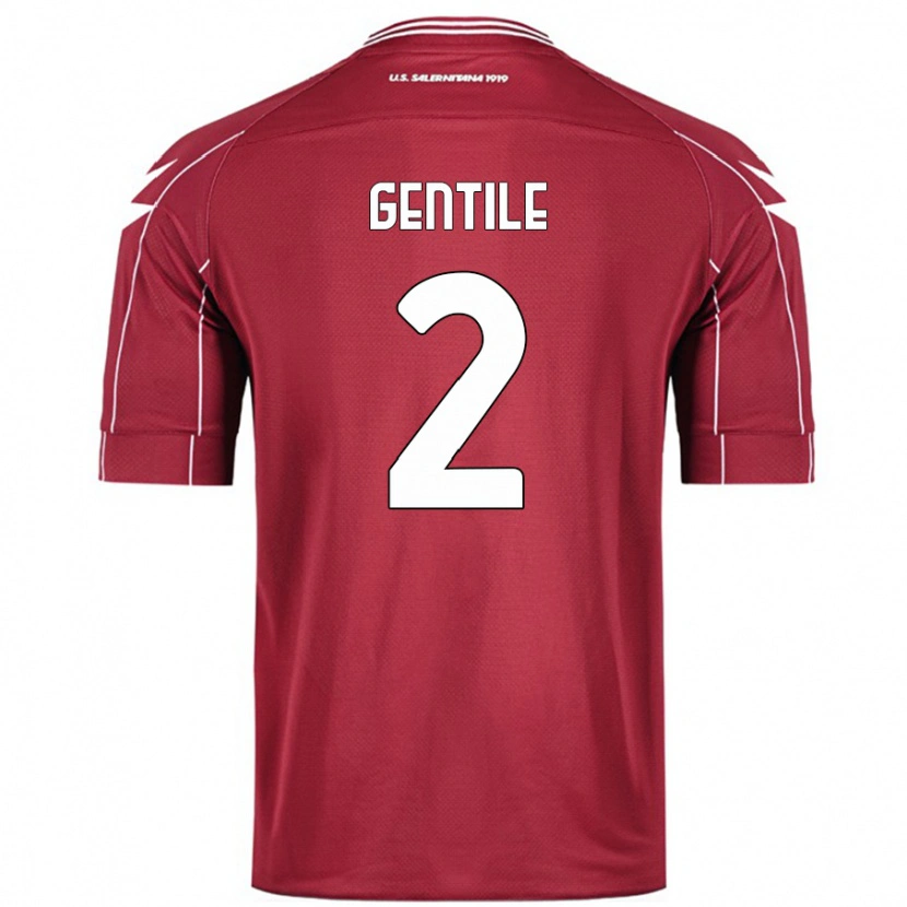 Danxen Niño Camiseta Davide Gentile #2 Borgoña 1ª Equipación 2024/25 La Camisa