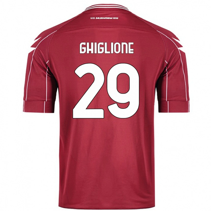 Danxen Niño Camiseta Paolo Ghiglione #29 Borgoña 1ª Equipación 2024/25 La Camisa