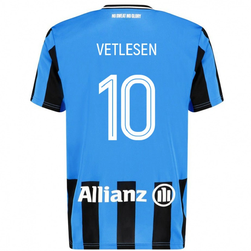 Danxen Niño Camiseta Hugo Vetlesen #10 Azul Cielo Negro 1ª Equipación 2024/25 La Camisa