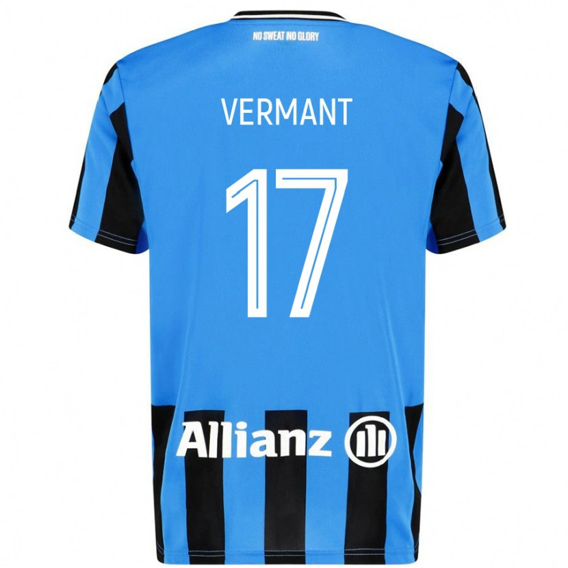 Danxen Niño Camiseta Romeo Vermant #17 Azul Cielo Negro 1ª Equipación 2024/25 La Camisa