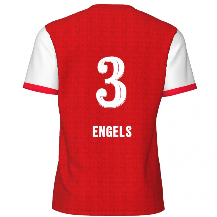 Danxen Niño Camiseta Björn Engels #3 Rojo Blanco 1ª Equipación 2024/25 La Camisa
