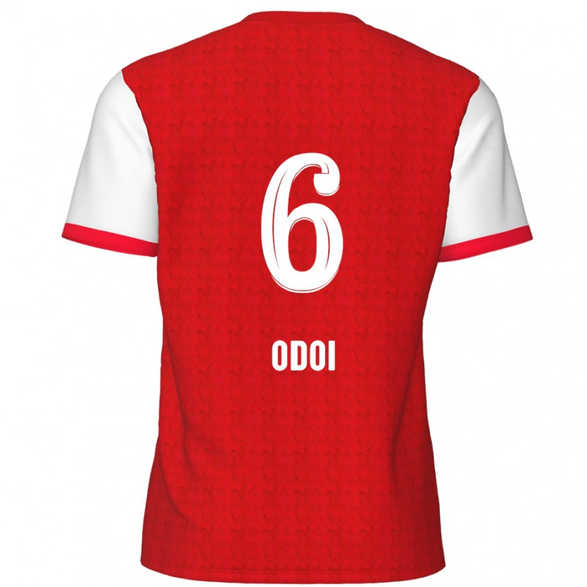 Danxen Niño Camiseta Denis Odoi #6 Rojo Blanco 1ª Equipación 2024/25 La Camisa
