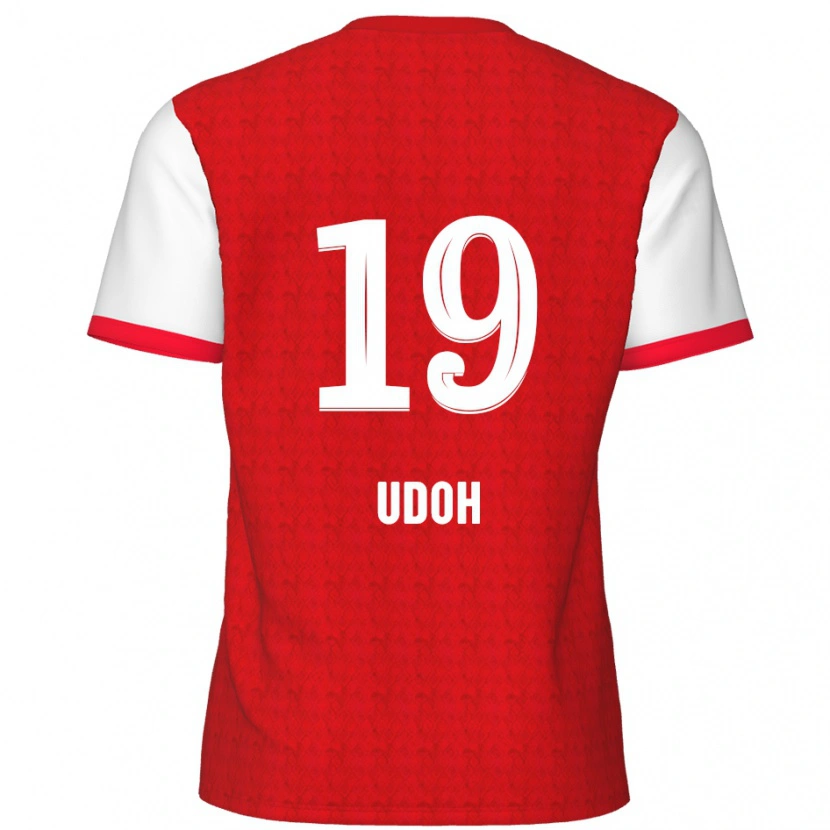 Danxen Niño Camiseta Victor Udoh #19 Rojo Blanco 1ª Equipación 2024/25 La Camisa