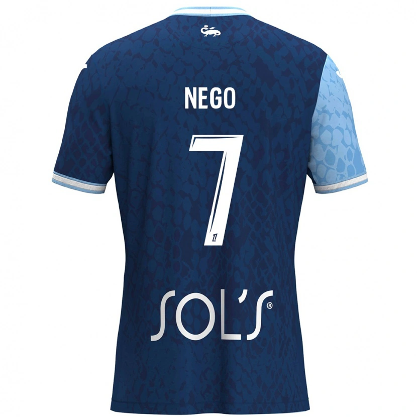 Danxen Niño Camiseta Loïc Nego #7 Azul Cielo Azul Oscuro 1ª Equipación 2024/25 La Camisa