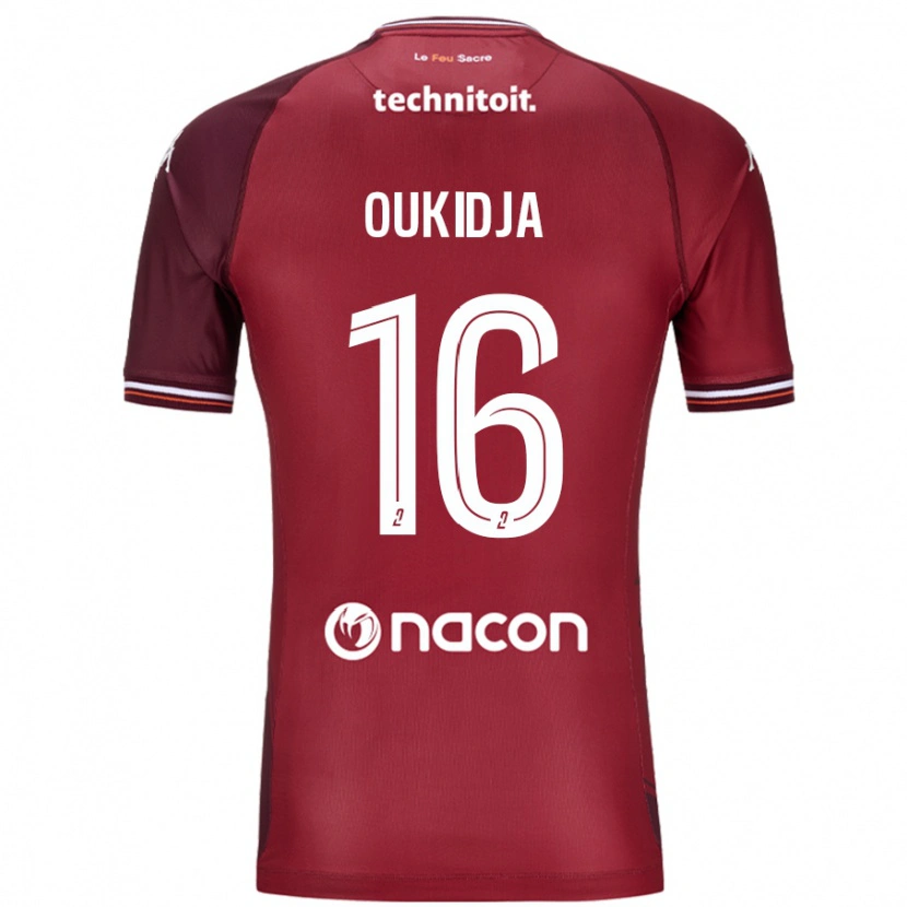 Danxen Niño Camiseta Alexandre Oukidja #16 Rojo Granata 1ª Equipación 2024/25 La Camisa