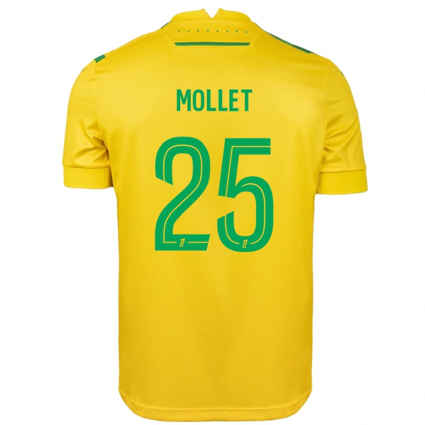 Danxen Niño Camiseta Florent Mollet #25 Amarillo Verde 1ª Equipación 2024/25 La Camisa