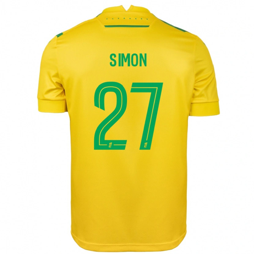 Danxen Niño Camiseta Moses Simon #27 Amarillo Verde 1ª Equipación 2024/25 La Camisa