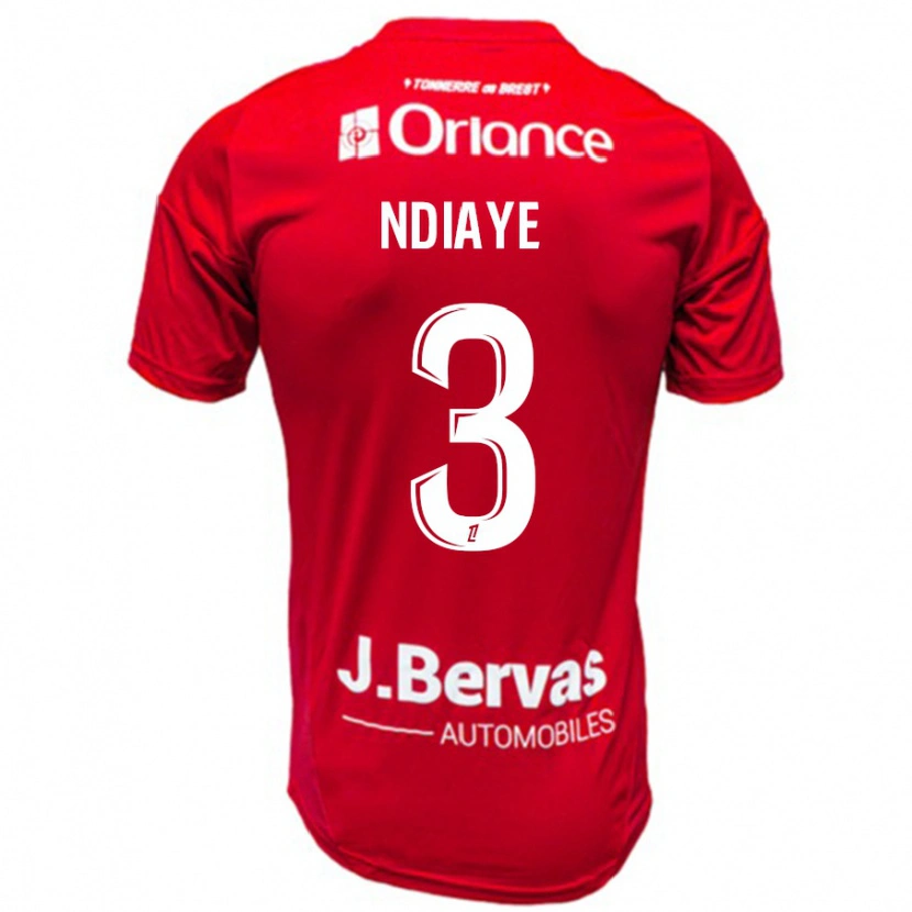 Danxen Niño Camiseta Abdoulaye Ndiaye #3 Rojo Blanco 1ª Equipación 2024/25 La Camisa
