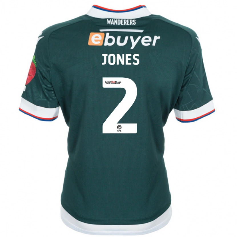 Danxen Niño Camiseta Gethin Jones #2 Verde Oscuro 2ª Equipación 2024/25 La Camisa