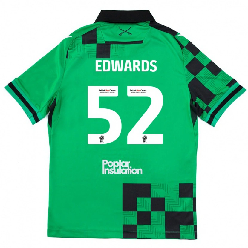 Danxen Niño Camiseta Max Edwards #52 Verde Negro 2ª Equipación 2024/25 La Camisa
